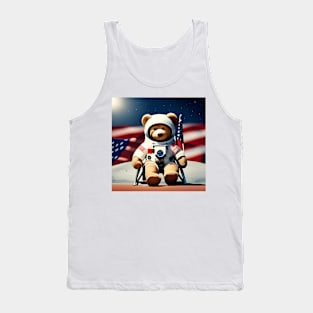 Teddy in a Space suit sitting on a deck chair on the Moon Tank Top